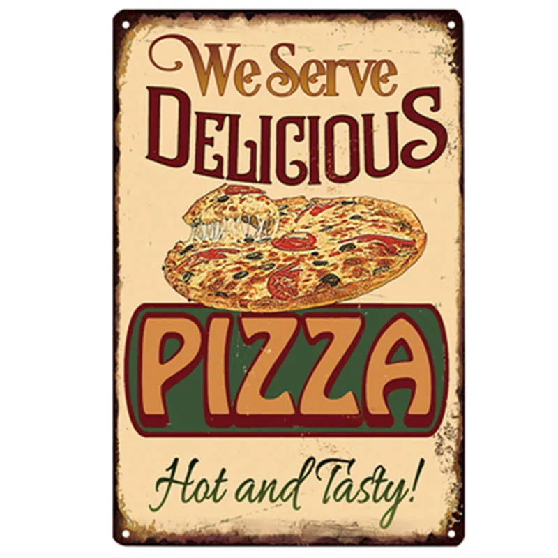 Pizza Sign Retro Metal Tin Plate Painting Vintage Kitchen Metal Poster Wall Decor For Pizzeria Dining Room Restaurant Decoration
Pizza Sign Retro Metal Tin Plate Painting Vintage Kitchen Metal Poster Wall Decor For Pizzeria Dining Room Restaurant Decoration