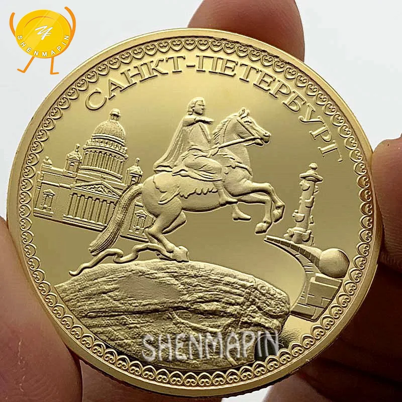 

St.Petersburg Petria alexeyevich bronze statue Commemorative Coin Pure Russian architecture Coins Collectibles Russia Gold Coins