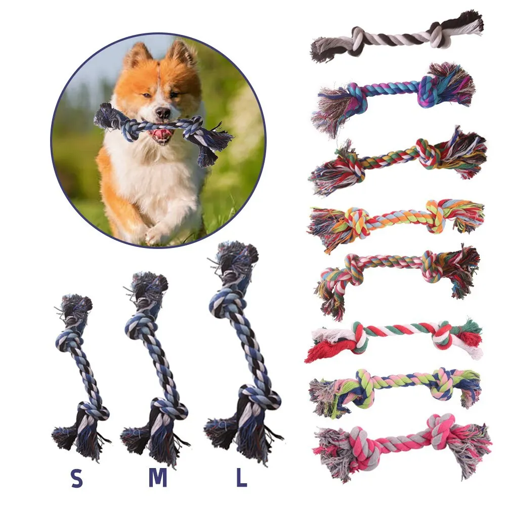 

1 Pcs Dog Bite Rope Toys Pets Dogs Supplies Pet Dog Puppy Cotton Chew Knot Toy Durable Braided Bone Rope Funny Tool Random Color