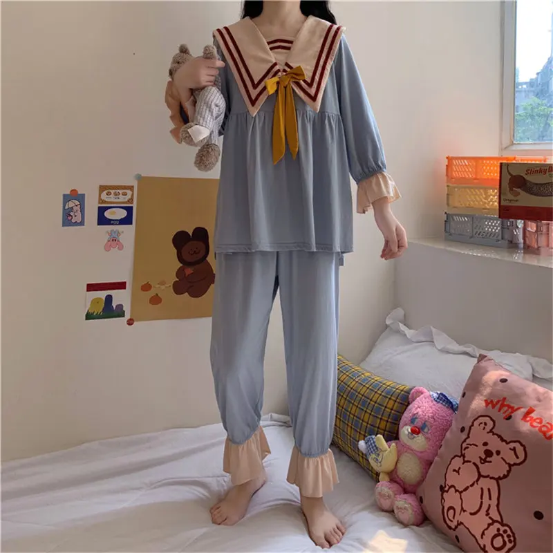 2021 Navy Style Cute Elegance Homewear Vintage New Hot All Match Brief Pajamas Nightwear Sweet Chic Casual Sets
2021 Navy Style Cute Elegance Homewear Vintage New Hot All Match Brief Pajamas Nightwear Sweet Chic Casual Sets
