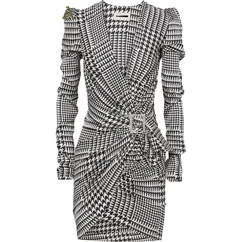 2019 Autumn Elegant Women Dress Bandage Bodycon Party OL Office Dresses V Neck Long Sleeve Slim Asymmetrical Plaid Dress Vestido
2019 Autumn Elegant Women Dress Bandage Bodycon Party OL Office Dresses V Neck Long Sleeve Slim Asymmetrical Plaid Dress Vestido