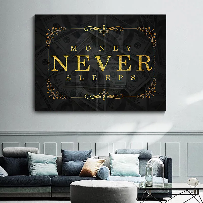 Black And Gold Motivational Canvas Painting Money Never Sleeps Posters And Prints Wall Art Pictures For The Living Room Decor
Black And Gold Motivational Canvas Painting Money Never Sleeps Posters And Prints Wall Art Pictures For The Living Room Decor