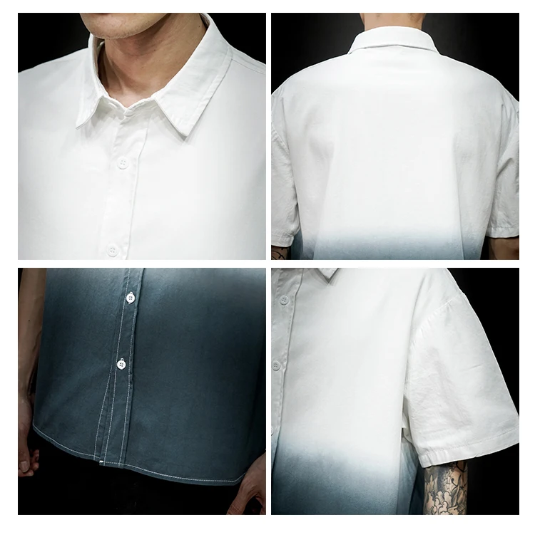 2020 Summer New Shirt Men Gradient Color Washed Trend Large Size Leisure Short Sleeves Shirts
2020 Summer New Shirt Men Gradient Color Washed Trend Large Size Leisure Short Sleeves Shirts