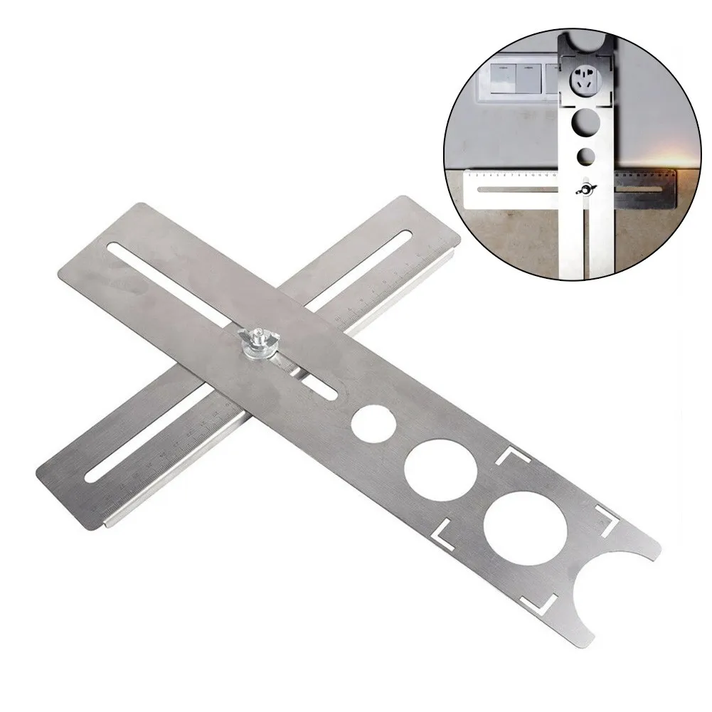 1pc Multi-Functional Stainless Steel Ceramic Tile Hole Locator Ruler Adjustable Punching Hand Tool For House Decorated Work
1pc Multi-Functional Stainless Steel Ceramic Tile Hole Locator Ruler Adjustable Punching Hand Tool For House Decorated Work
