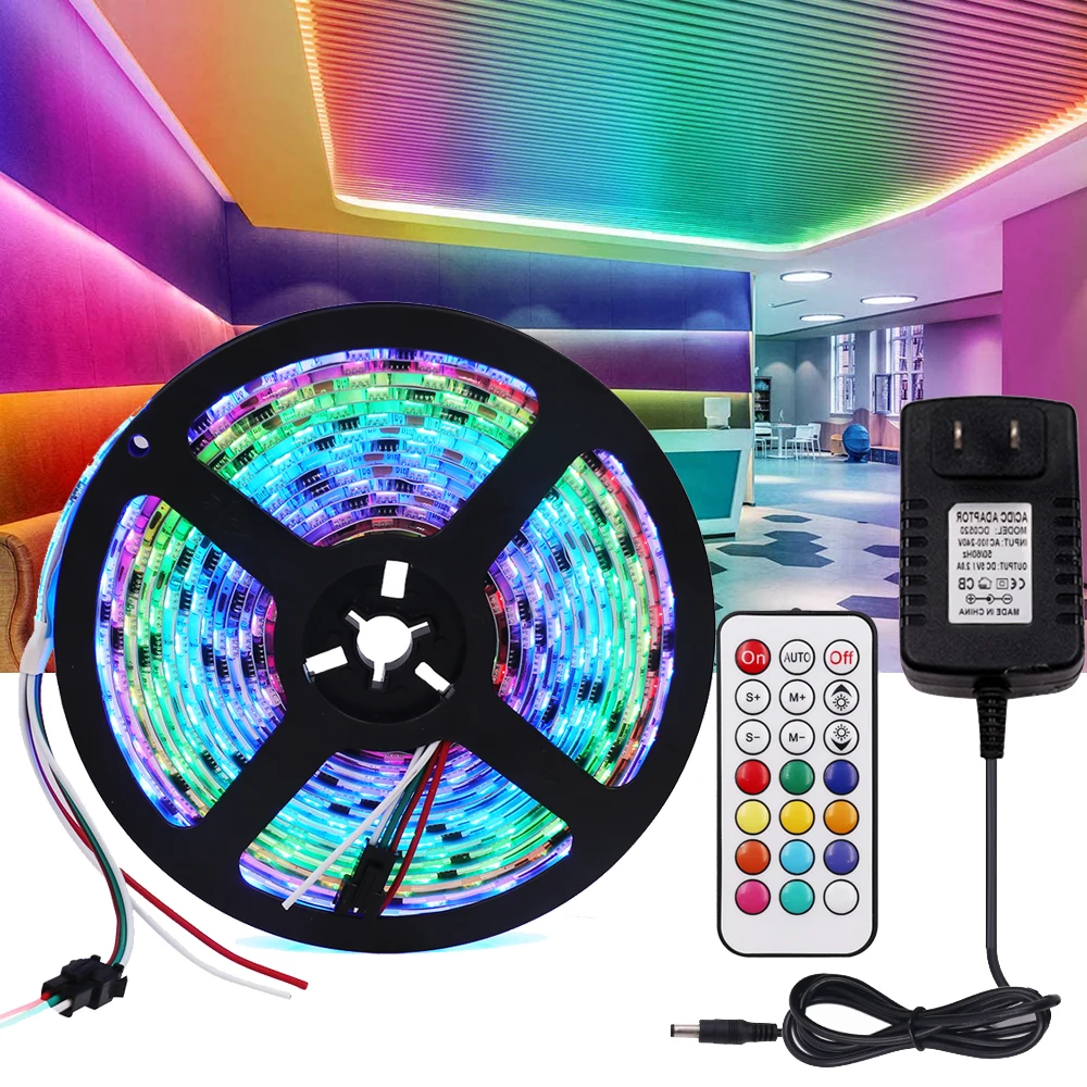 DC 12V WS2811 LED Light Strip Set With Power Supply Remote 30 60LEDs/m Dream Color Flexible Tape Ribbon LED Lamp
DC 12V WS2811 LED Light Strip Set With Power Supply Remote 30 60LEDs/m Dream Color Flexible Tape Ribbon LED Lamp