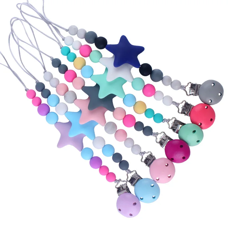 Baby silicone pacifier clip handmade nipple holder BPA-free silicone pacifier chain five-star baby molar teether anti-drop chain
Baby silicone pacifier clip handmade nipple holder BPA-free silicone pacifier chain five-star baby molar teether anti-drop chain