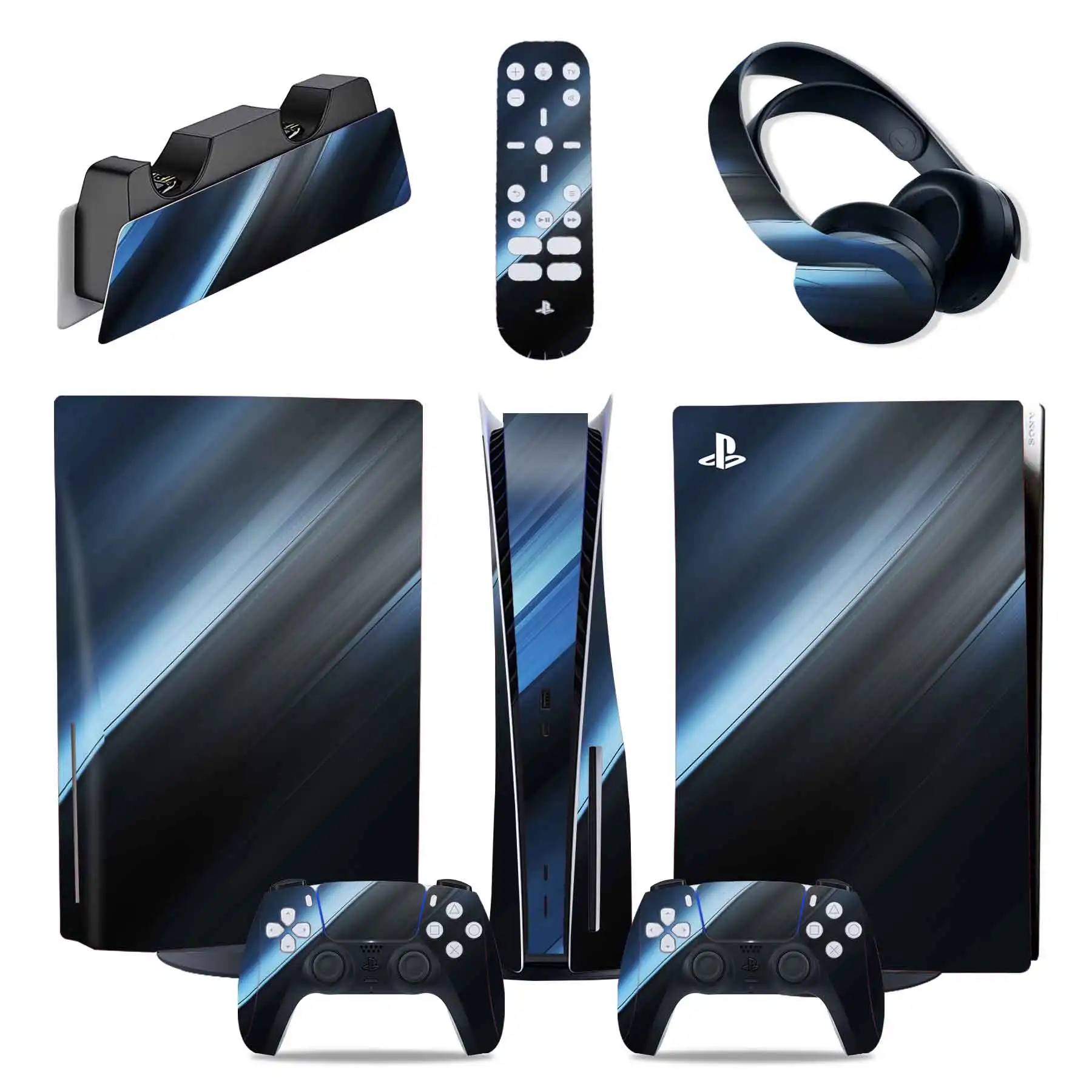 PS5 наклейка для консоли и 2 контроллера полная обмотка виниловая защитная крышка