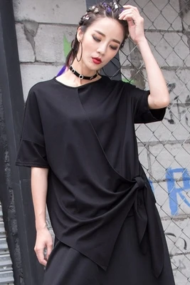 2020 summer new t-shirt Europe and the United States irregular loose short-sleeved jacket fat MM personality tie splice Womens
2020 summer new t-shirt Europe and the United States irregular loose short-sleeved jacket fat MM personality tie splice Womens