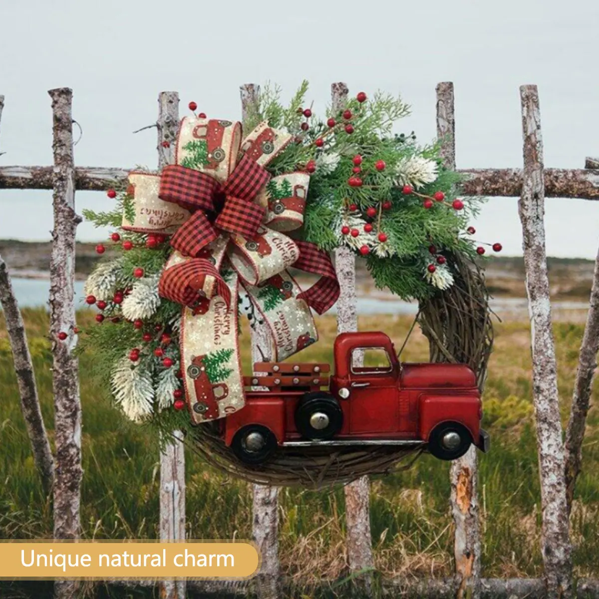 11.8'' Christmas Wreath with Red Truck Vintage Farmhouse Fall Wreath for Front Door Artificial Rustic Door Wreath Festival Decor
11.8'' Christmas Wreath with Red Truck Vintage Farmhouse Fall Wreath for Front Door Artificial Rustic Door Wreath Festival Decor