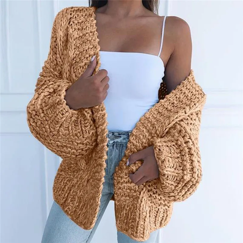 Winter Fashion Women Thick Sweater Cardigan Warm Solid Color Open Front Coat Polyester Spandex Warm Open Front All-match Sweater
Winter Fashion Women Thick Sweater Cardigan Warm Solid Color Open Front Coat Polyester Spandex Warm Open Front All-match Sweater