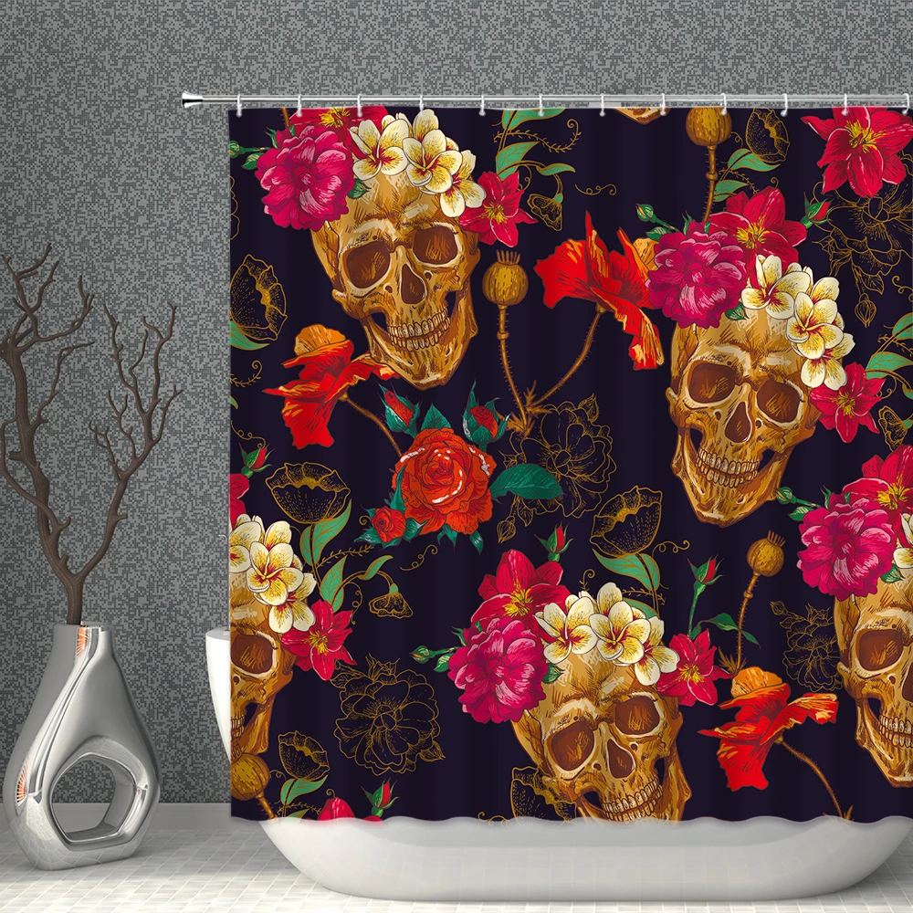 Cartoon Skull Shower Curtain Colorful Printing Personalized Flower Skull Printing Pattern Bathroom washable Household With Hooks
Cartoon Skull Shower Curtain Colorful Printing Personalized Flower Skull Printing Pattern Bathroom washable Household With Hooks