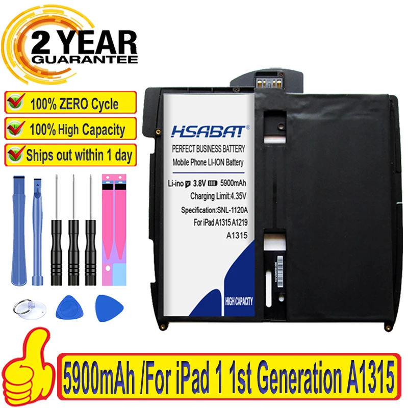 100% оригинальный аккумулятор HSABAT 5900 мач для iPad 1 го поколения A1315 A1219 A1337 616 0448 0478
