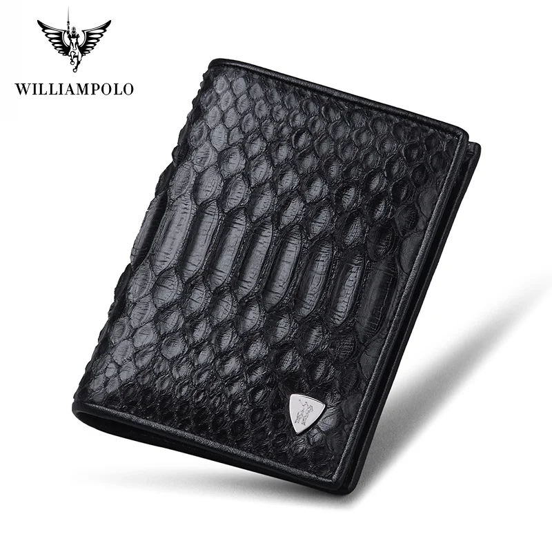 Роскошные брендовые бумажники WilliamPolo из змеиной кожи Короткие Кошельки на молнии