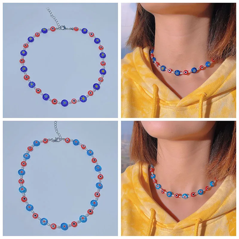 New Fashion Bohemian Colorful Irregular Glass Flower Eye Pearl Handmade Beaded Round Choker Necklace For Women Jewelry Gifts
New Fashion Bohemian Colorful Irregular Glass Flower Eye Pearl Handmade Beaded Round Choker Necklace For Women Jewelry Gifts