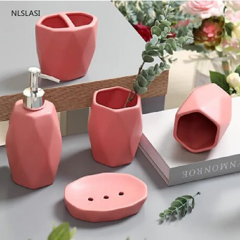 Ceramic Solid Color Bathroom Accessory Set Washing Tools Liquid Soap Dispenser Soap Dish Toothbrush Holder Household Articles
Ceramic Solid Color Bathroom Accessory Set Washing Tools Liquid Soap Dispenser Soap Dish Toothbrush Holder Household Articles