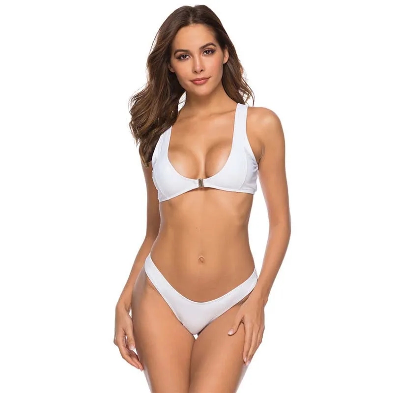 Sexy bikini 2020 swimwear women swimsuit bikinis set biquini swimm suit fashion Solid color splice Vest style Front buckle Thong
Sexy bikini 2020 swimwear women swimsuit bikinis set biquini swimm suit fashion Solid color splice Vest style Front buckle Thong