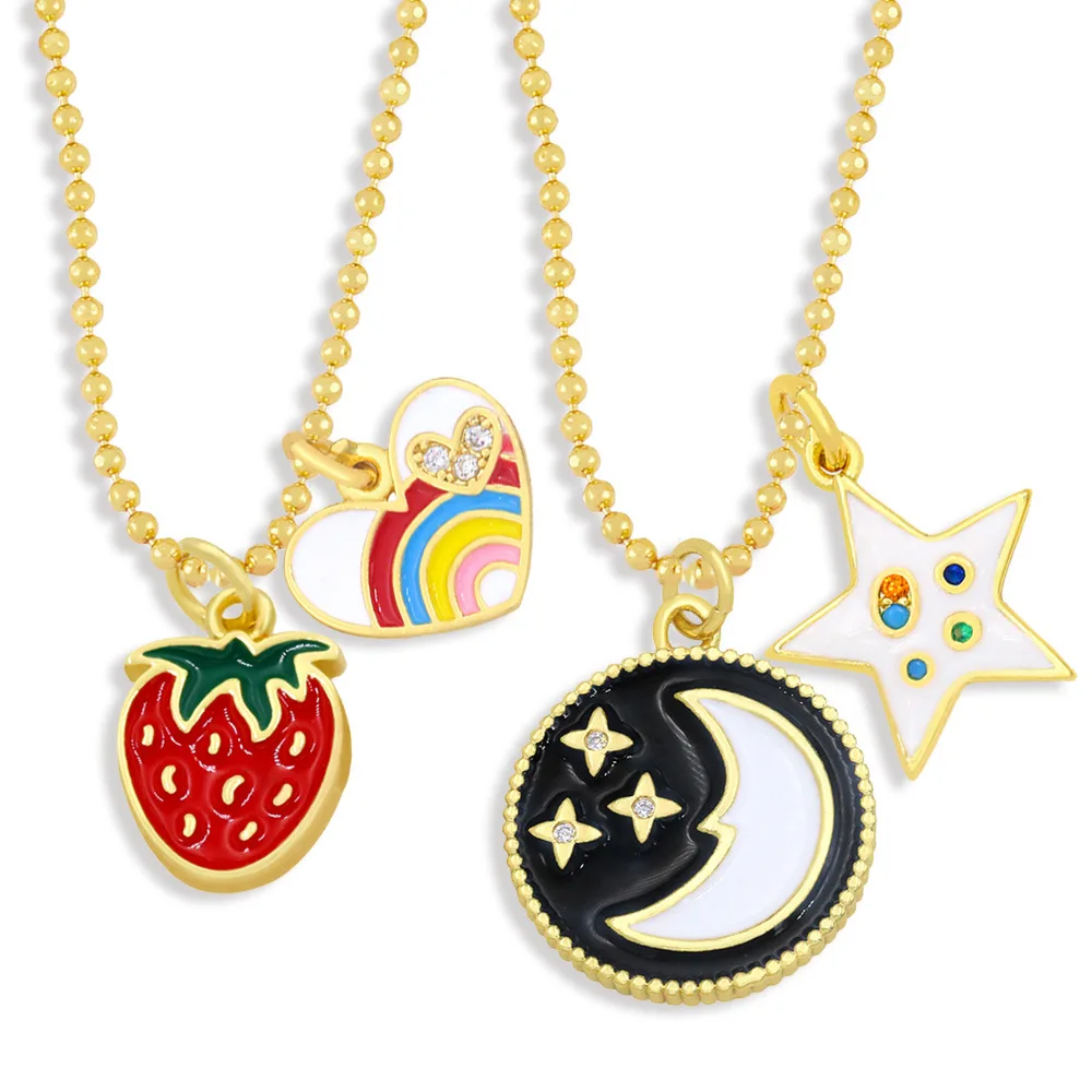 WANGAIYAO new temperament wild star and moon rainbow love strawberry pendant necklace ins simple clavicle chain female
WANGAIYAO new temperament wild star and moon rainbow love strawberry pendant necklace ins simple clavicle chain female