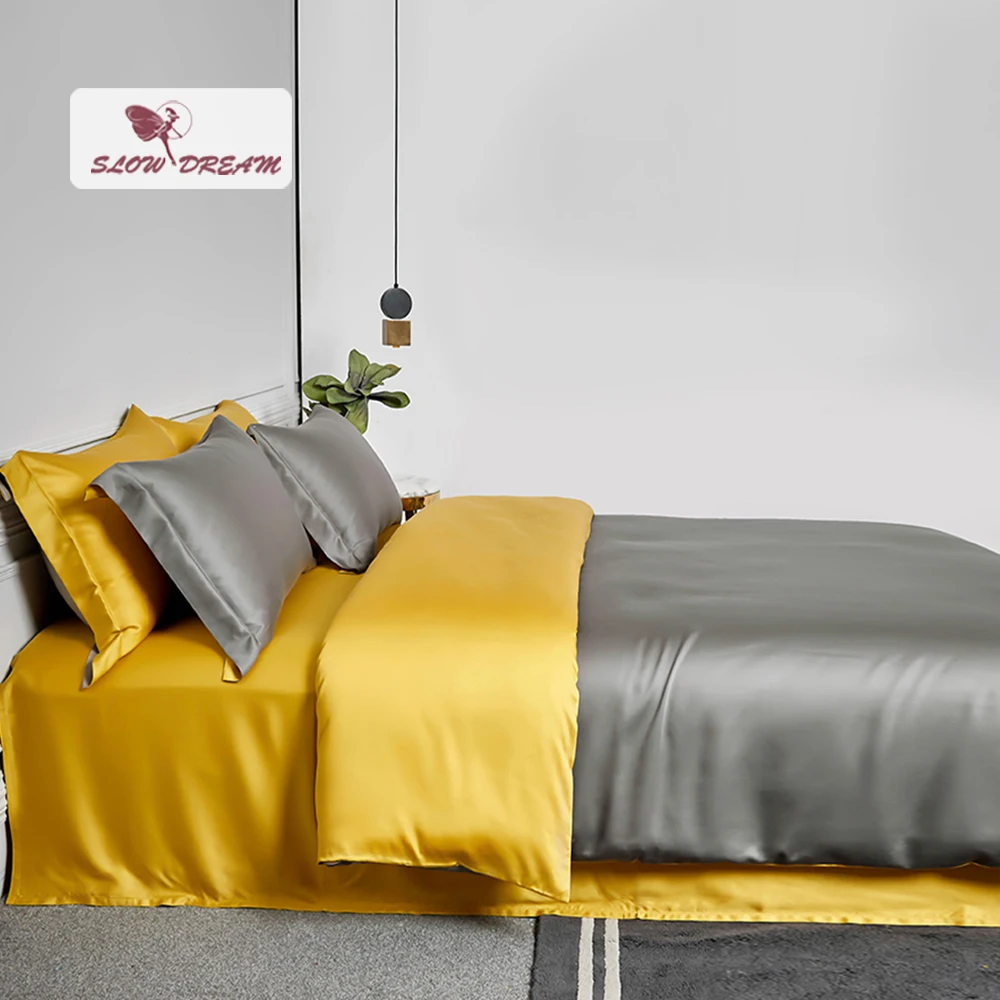 SlowDream Women Luxury 100% Silk Bedding Set Premium 6A Grade Silk Gray Yellow Duvet Cover Set Pillwocase Queen King Flat Sheet
SlowDream Women Luxury 100% Silk Bedding Set Premium 6A Grade Silk Gray Yellow Duvet Cover Set Pillwocase Queen King Flat Sheet