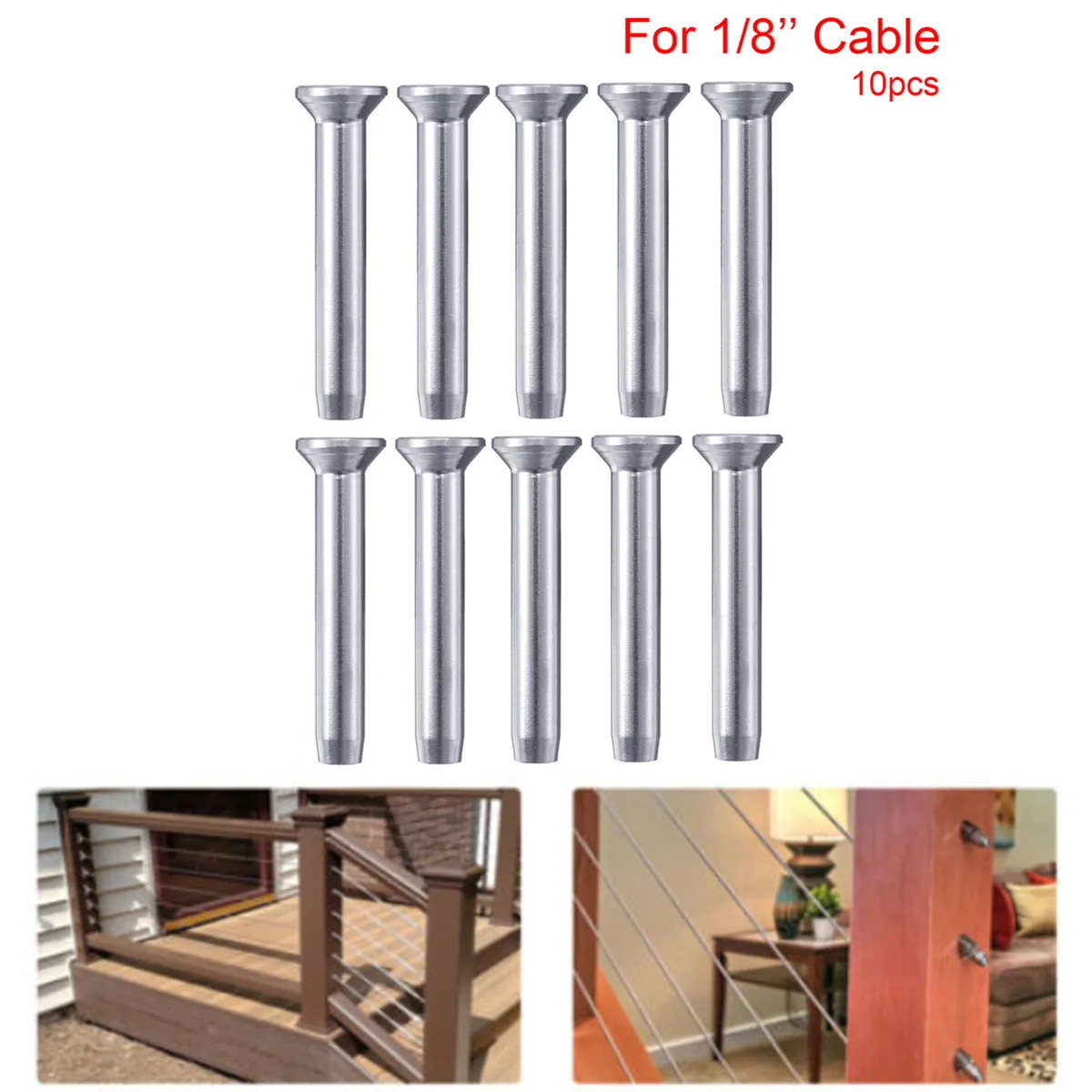 10Pcs Stainless Steel Handrail Railing Cable Tensioner Threaded Stud End For 1/8" Cable Wire Systems Parts Kit Lifting Tools
10Pcs Stainless Steel Handrail Railing Cable Tensioner Threaded Stud End For 1/8" Cable Wire Systems Parts Kit Lifting Tools