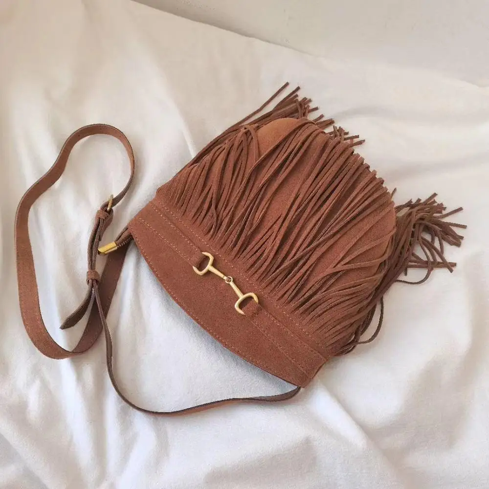 Vintage Women Crossbody Tassel Bag Genuine Leather Bucket Shoulder bags Suede Handbags
Vintage Women Crossbody Tassel Bag Genuine Leather Bucket Shoulder bags Suede Handbags
