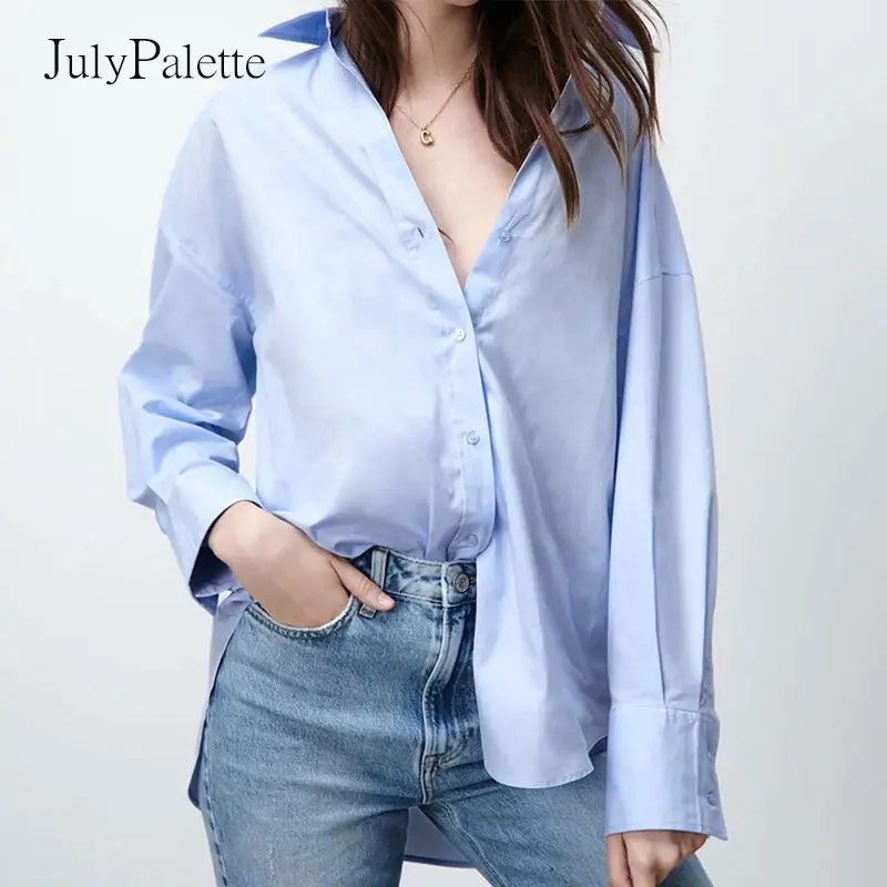 Женская однобортная рубашка Julypalette, Повседневная Свободная однотонная блузка с длинным рукавом, в уличном стиле, для весны и осени, 2021
Женская однобортная рубашка Julypalette, Повседневная Свободная однотонная блузка с длинным рукавом, в уличном стиле, для весны и осени, 2021