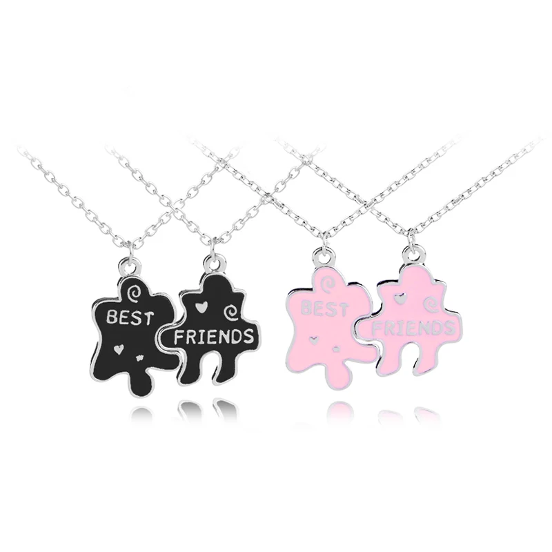 Ожерелье BFF с эмалью ожерелье подвеской Best Friends forever для двух девушек черное
