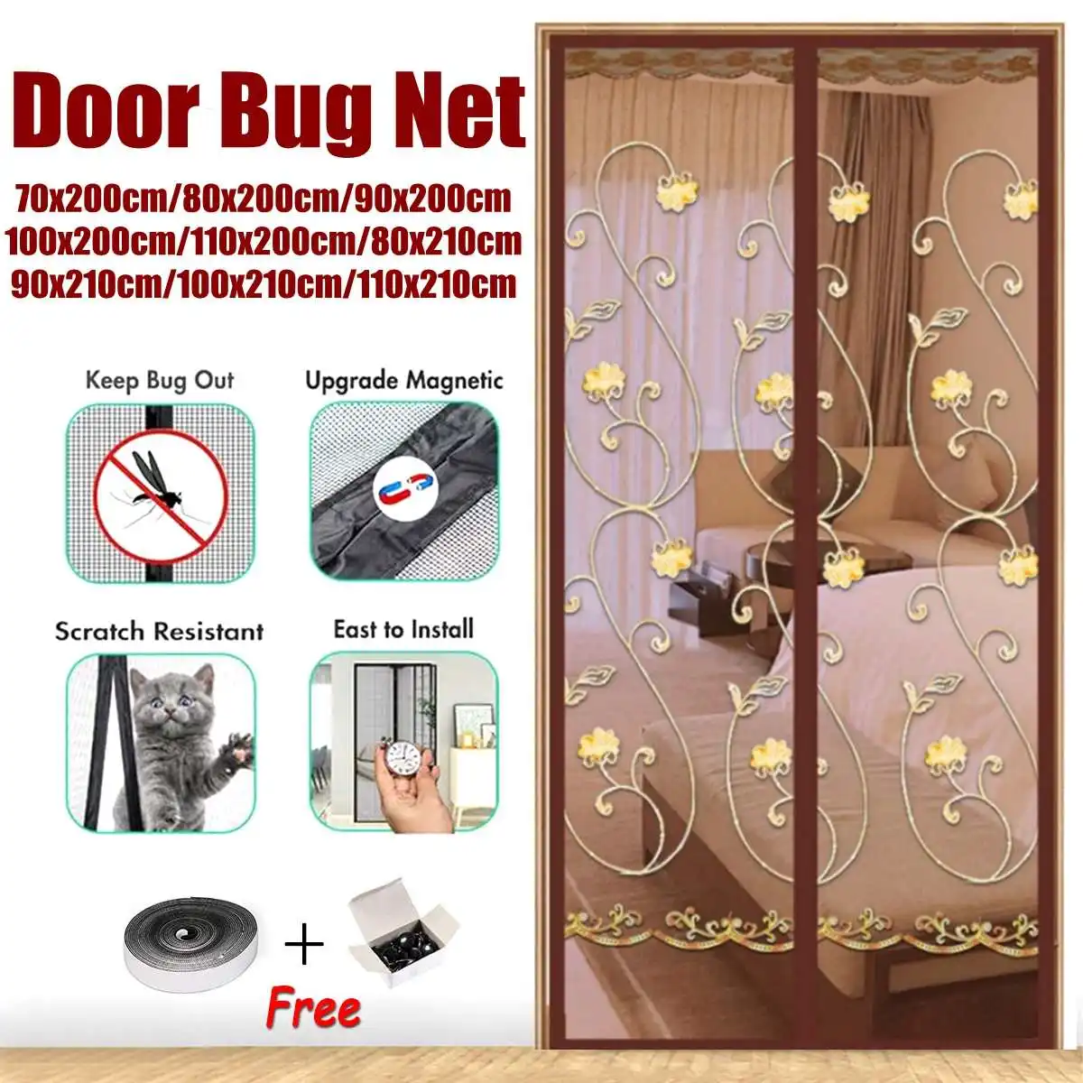 Large Size Summer Magnetic Screen Door Curtain Anti Mosquito Net Insect Fly Bug Curtains Automatic Closing Door Mesh With Nails
Large Size Summer Magnetic Screen Door Curtain Anti Mosquito Net Insect Fly Bug Curtains Automatic Closing Door Mesh With Nails