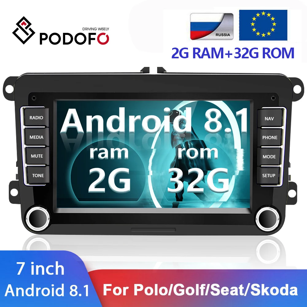 Автомобильный мультимедийный плеер Podofo проигрыватель на Android 8 1 с GPS Wi Fi для VW Golf