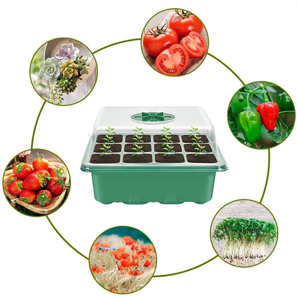 12-Cell Seedling Starter Tray Adjustable Plant Starter Kit with Dome and Base Greenhouse Grow Trays for Growing Starting
12-Cell Seedling Starter Tray Adjustable Plant Starter Kit with Dome and Base Greenhouse Grow Trays for Growing Starting
