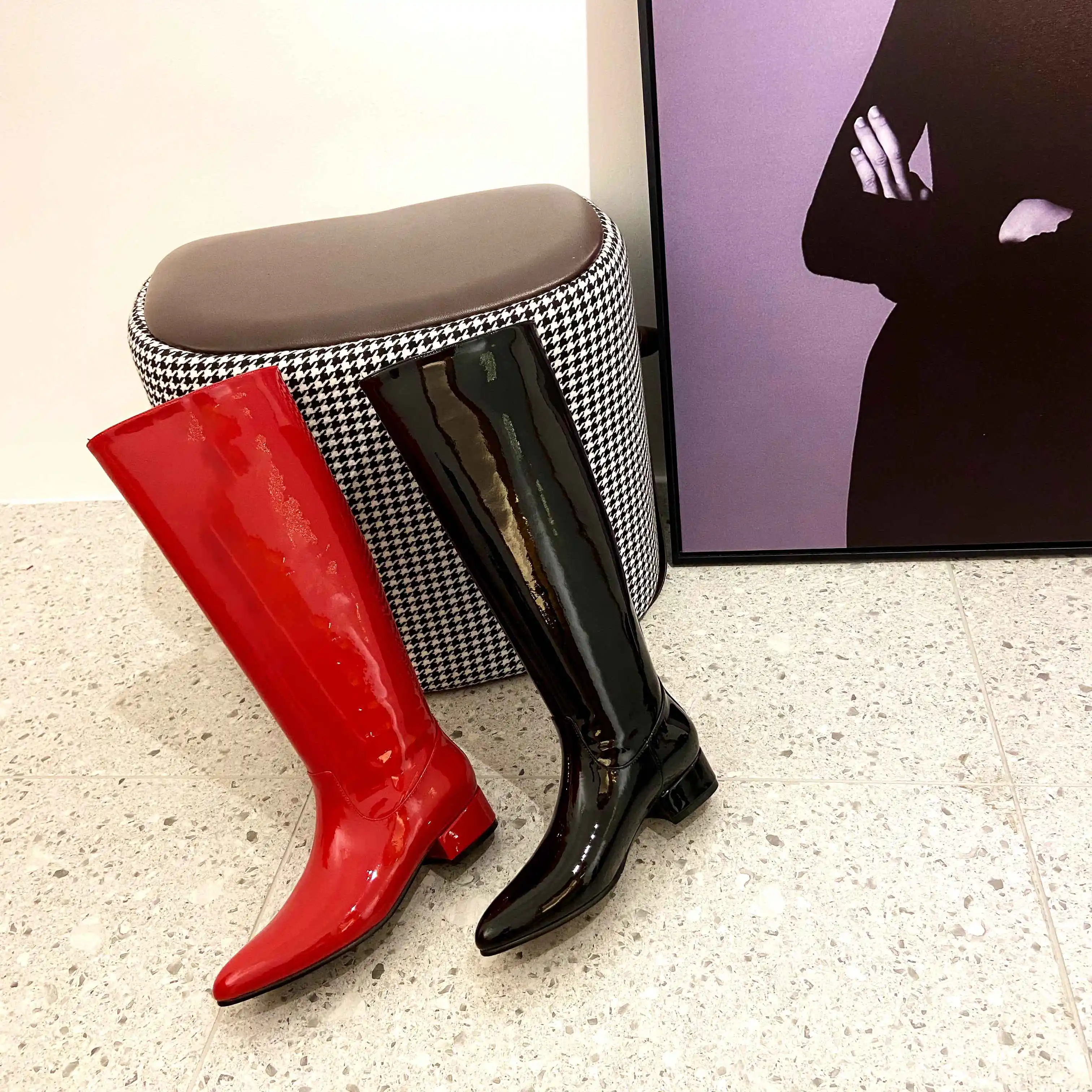 Krazing pot equestrian boots real leather high street fashion thick med heel pointed toe slip on young lady knee high boots L18 
Krazing pot equestrian boots real leather high street fashion thick med heel pointed toe slip on young lady knee high boots L18