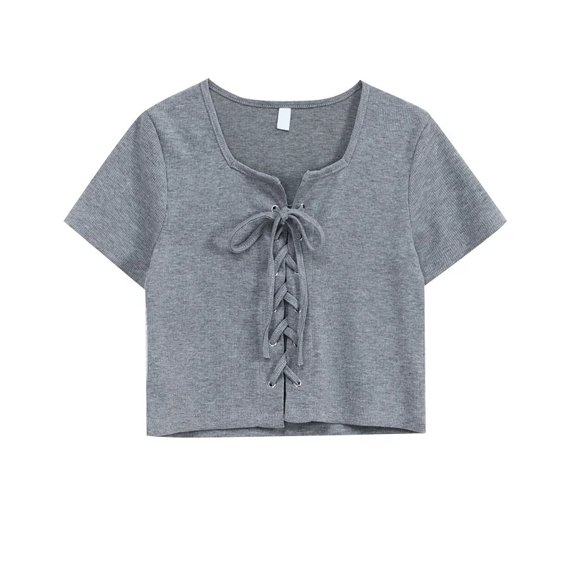 Kywommnz Short T-shirt Women Short Sleeve Slim And Thin Bandage T Shirt Korean Fashion Square Collar Top Summer 2021 E3111
Kywommnz Short T-shirt Women Short Sleeve Slim And Thin Bandage T Shirt Korean Fashion Square Collar Top Summer 2021 E3111
