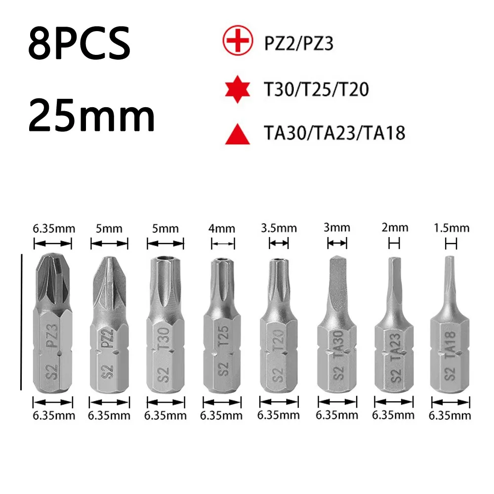 8PCS Screwdriver Bits Set S2 Material 1/4 Hexagonal Short Bit Screwdriver Driver Head Hand Drill Screwdriver Head Length 25MM
8PCS Screwdriver Bits Set S2 Material 1/4 Hexagonal Short Bit Screwdriver Driver Head Hand Drill Screwdriver Head Length 25MM