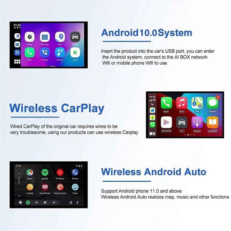 Car Intelligent System AI Box Wireless Carplay Android Auto for Audi Benz Mazda Porsche Volkswagen Volvo Ford Citroen Honda Niss |