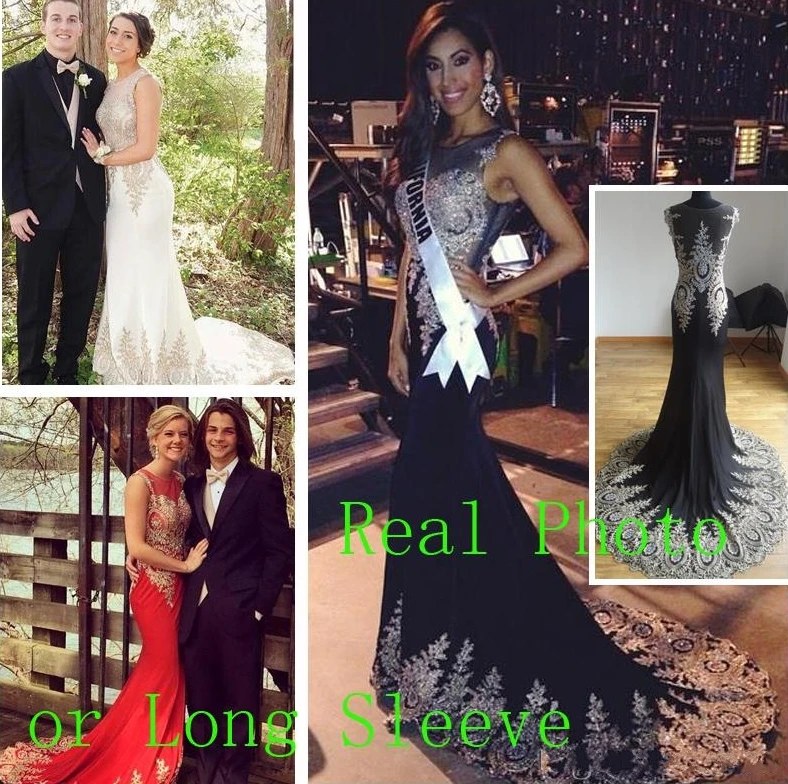 2019 Sheer Neck Black Red Formal Evening Prom Gowns Beads Real Image Embroidery Long Sleeve Occasion Pageant Party Dress Arabic
2019 Sheer Neck Black Red Formal Evening Prom Gowns Beads Real Image Embroidery Long Sleeve Occasion Pageant Party Dress Arabic