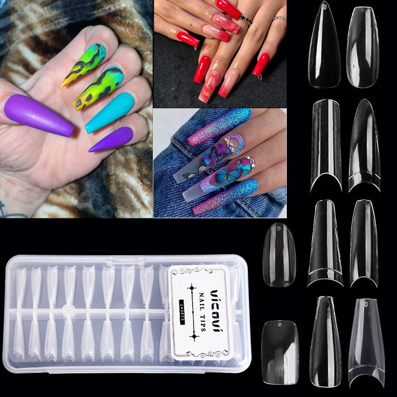 240 Pcs/Box XL Long Coffin False Nais Almond Artificila Nails Transparent Ballerina Fake Nail Tips Accessories For Nail Styling
240 Pcs/Box XL Long Coffin False Nais Almond Artificila Nails Transparent Ballerina Fake Nail Tips Accessories For Nail Styling