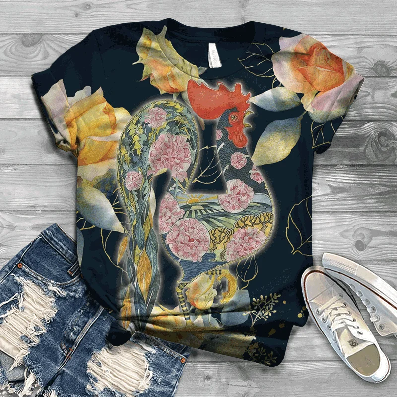 Fashion Casual Women's Summer Short Sleeve T-shirts 3D Rooster Print T-shirt for Women Girl Street Outdoor Comfortable Shirt M
Fashion Casual Women's Summer Short Sleeve T-shirts 3D Rooster Print T-shirt for Women Girl Street Outdoor Comfortable Shirt M