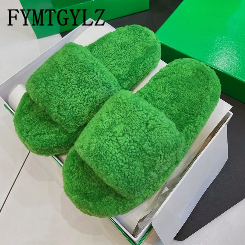 Wool Slippers Women's Outer Wear Thick-Soled Lamb Hair New Fashion Design One-Word Women's Shoes Wild Lazy Ladies Flat Shoes
Wool Slippers Women's Outer Wear Thick-Soled Lamb Hair New Fashion Design One-Word Women's Shoes Wild Lazy Ladies Flat Shoes