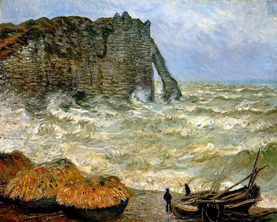 18 ручная роспись художественные картины учителями колледжа-Etretat грубое море