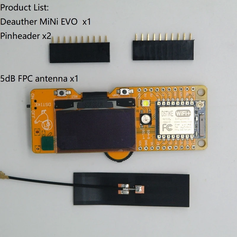 Deauther MiNi EVO (4MB ESP-07+1.3OLED+RTC DS3231) ESP8266 Development Board
Deauther MiNi EVO (4MB ESP-07+1.3OLED+RTC DS3231) ESP8266 Development Board