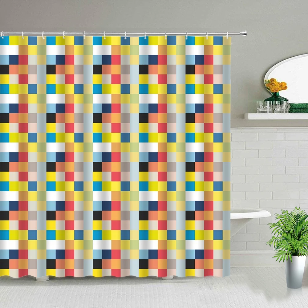 Abstract Colorful Geometric Checkered Shower Curtains Waterproof Bathroom Curtain Set Fabric For Kids Bathtub Decor With Hooks
Abstract Colorful Geometric Checkered Shower Curtains Waterproof Bathroom Curtain Set Fabric For Kids Bathtub Decor With Hooks