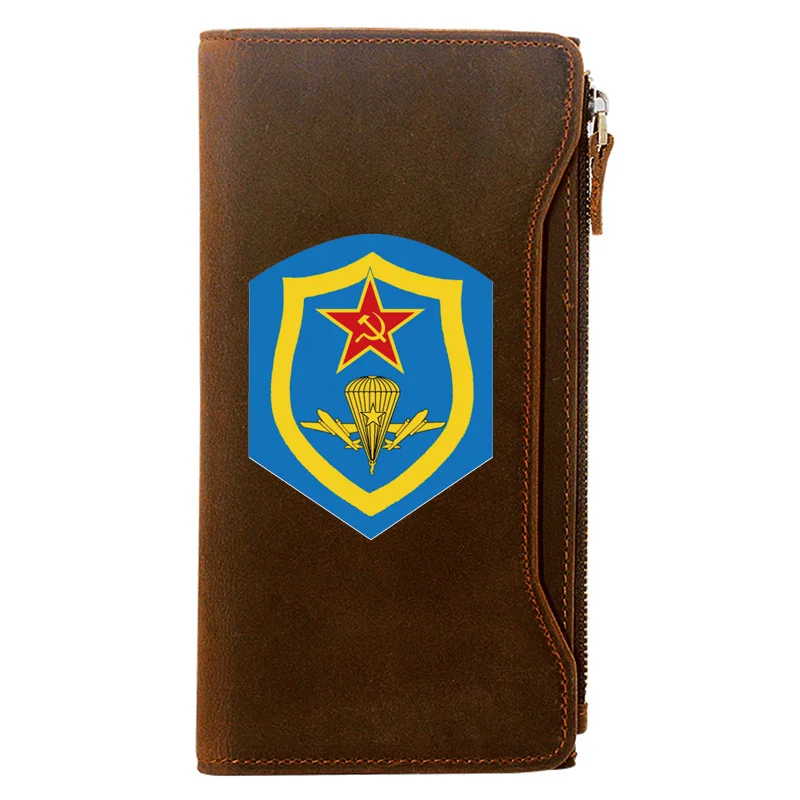 Classic CCCP Bоздђ́но-деса́нне войска́ Printing Genuine Leather Wallet Men Long Purse Zipper Card Holder Clutch Wallet
Classic CCCP Bоздђ́но-деса́нне войска́ Printing Genuine Leather Wallet Men Long Purse Zipper Card Holder Clutch Wallet