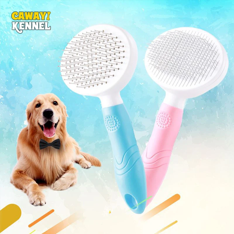 

CAWAYI KENNEL Plastic Dog Cat Pets Self Cleaning Slicker Brush Comb Pet Dog Cat Grooming Tools Hair Shedding Combs D1899