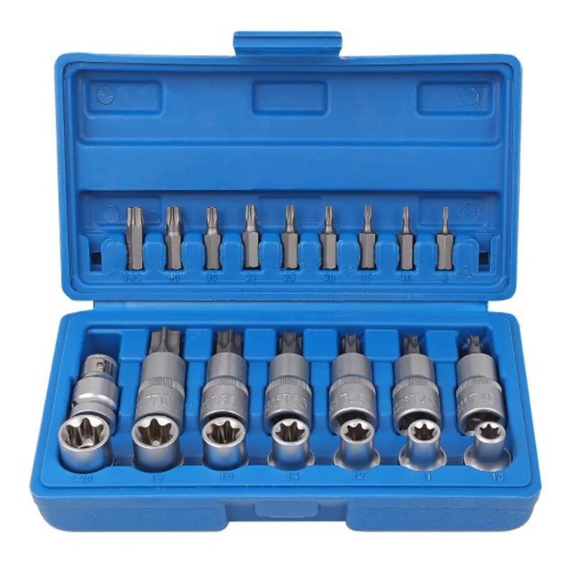 23Pc Chrome Vanadium Steel Socket Set E Torx Bit Socket Adaptor Head Set for Ratchet Wrench Car Repair Tool
23Pc Chrome Vanadium Steel Socket Set E Torx Bit Socket Adaptor Head Set for Ratchet Wrench Car Repair Tool