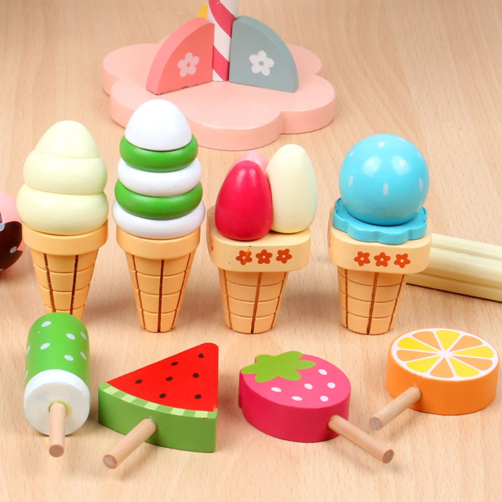 Cartoon Kids Simulation Play House Kitchen Colorful Strawberry Ice Cream Three Tier Ice Cream Tower Educational Wooden Toys
Cartoon Kids Simulation Play House Kitchen Colorful Strawberry Ice Cream Three Tier Ice Cream Tower Educational Wooden Toys