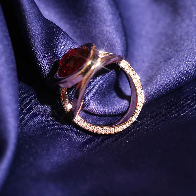 

Высокое качество рубиновые бесконечные кольца для женщин Модный дизайн эффектное розовое золото свадебное обещание пара кольцо Дамы Девуш...