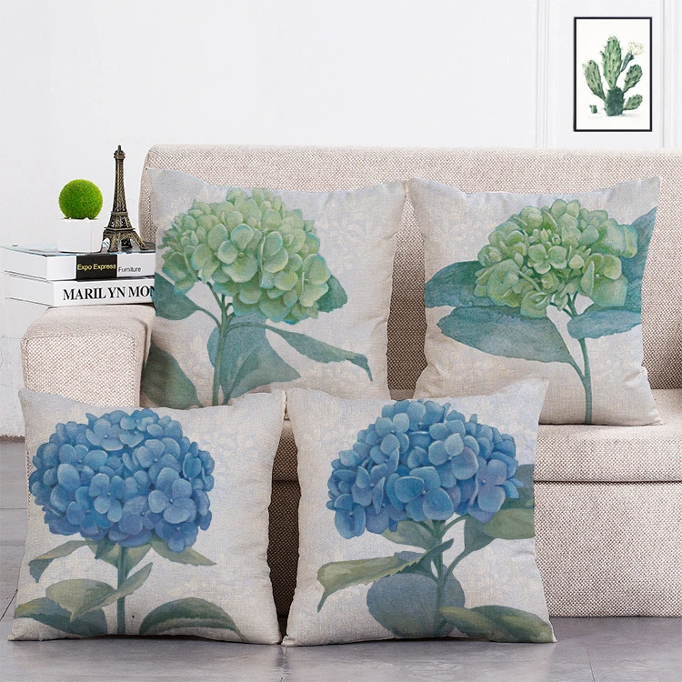 Blue and green Hydrangea Printed Cushion Cover Linen Throw Pillow Car Home Decoration Decorative Pillowcase T355
Blue and green Hydrangea Printed Cushion Cover Linen Throw Pillow Car Home Decoration Decorative Pillowcase T355