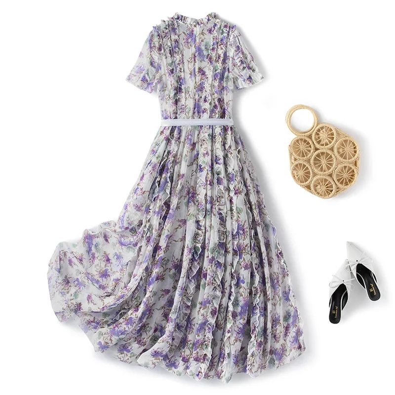 Summer Womens Short Sleeved Print Dress Round-Neck Floral Chiffon Plus Size Sweet Forest Fresh Slim A-Line Holiday Long Skirt
Summer Womens Short Sleeved Print Dress Round-Neck Floral Chiffon Plus Size Sweet Forest Fresh Slim A-Line Holiday Long Skirt