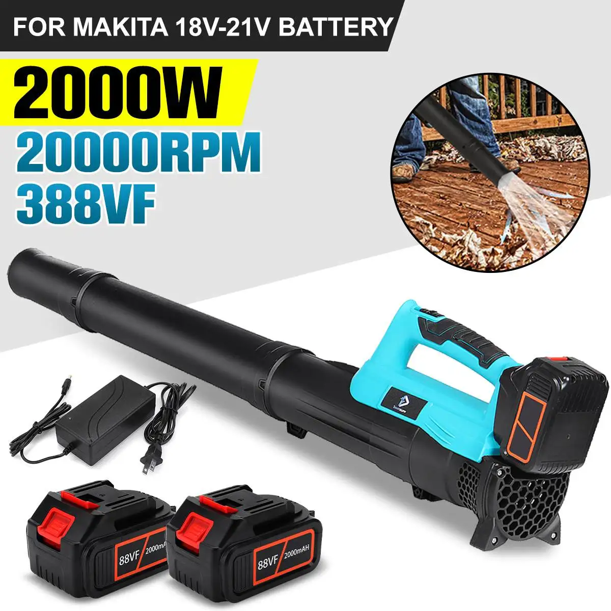 2000W Cordless Electric Air Blower Leaf Blower Home Car Cleannig Blowing Machine Dust Collector Sweeper For Makita Battery&3Pipe
2000W Cordless Electric Air Blower Leaf Blower Home Car Cleannig Blowing Machine Dust Collector Sweeper For Makita Battery&3Pipe
