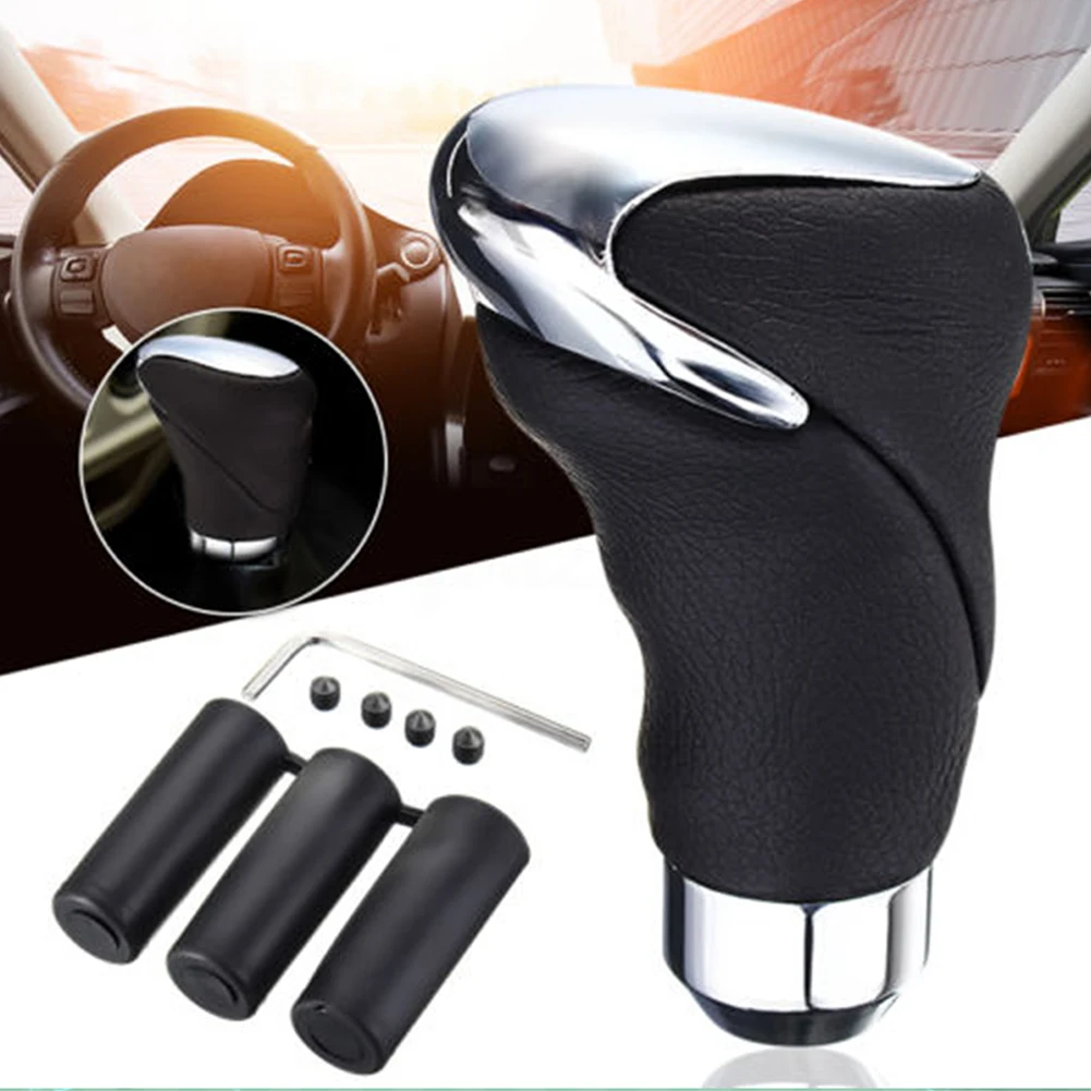 Car Gear Shift Knob Universal Chrome Gear Leather Shifter Knob Replacement Kit Auto Parts Accessories with 3 Adapter MT AT Shift
Car Gear Shift Knob Universal Chrome Gear Leather Shifter Knob Replacement Kit Auto Parts Accessories with 3 Adapter MT AT Shift