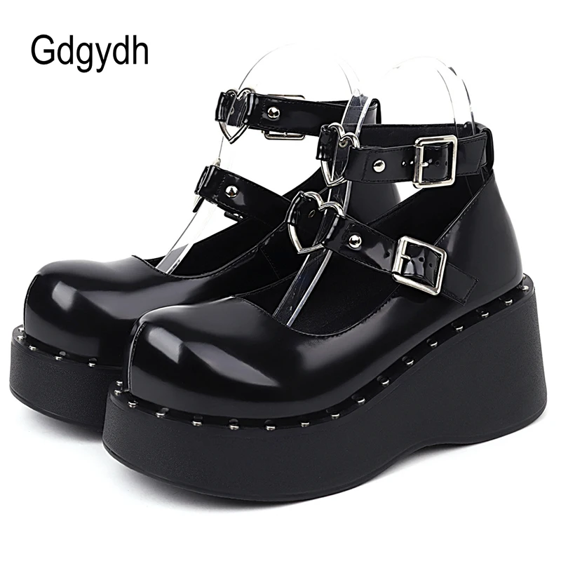 Gdgydh Punk Style Heart Buckle Mary Jane Shoes Women Harajuku Gothic Darkness Black Platform Pumps Wedge Heels Comfy Walking
Gdgydh Punk Style Heart Buckle Mary Jane Shoes Women Harajuku Gothic Darkness Black Platform Pumps Wedge Heels Comfy Walking